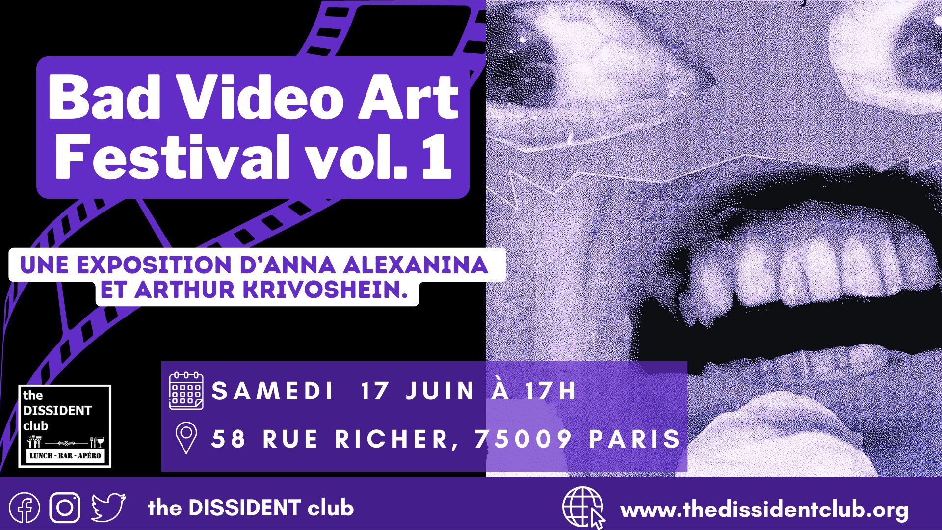 Bad Video Art Festival screenings at The Dissident Club, Paris